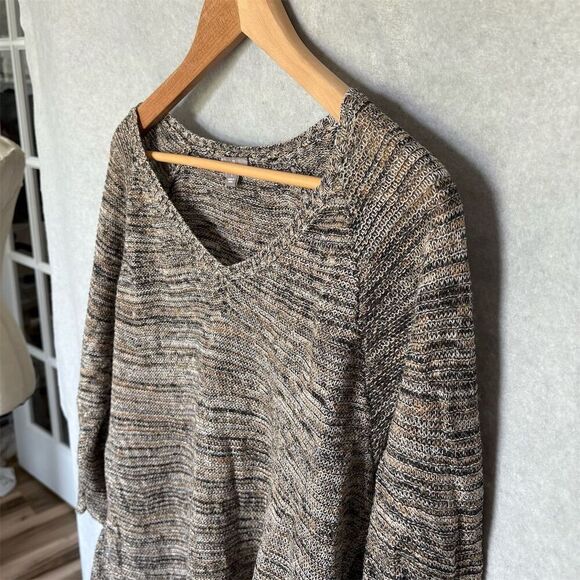 J. Jill Women's Multicolor Linen Knit V-Neck Pullover Sweater Size L - Picture 3 of 6